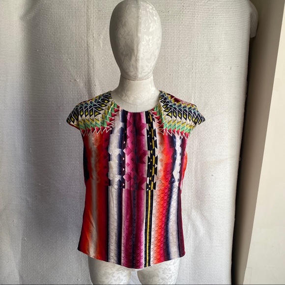 Peter Pilotto Silk Geometric Print Sleeveless Top - Picture 2 of 8